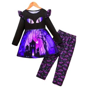 Girls Halloween 2pc. Dress and Leggings Outfit 7/8yr Old.